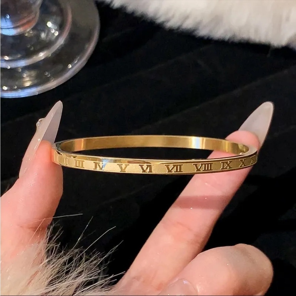 Titanium Steel Bangles in Gold Snap on Bracelets - Picture 5 of 7